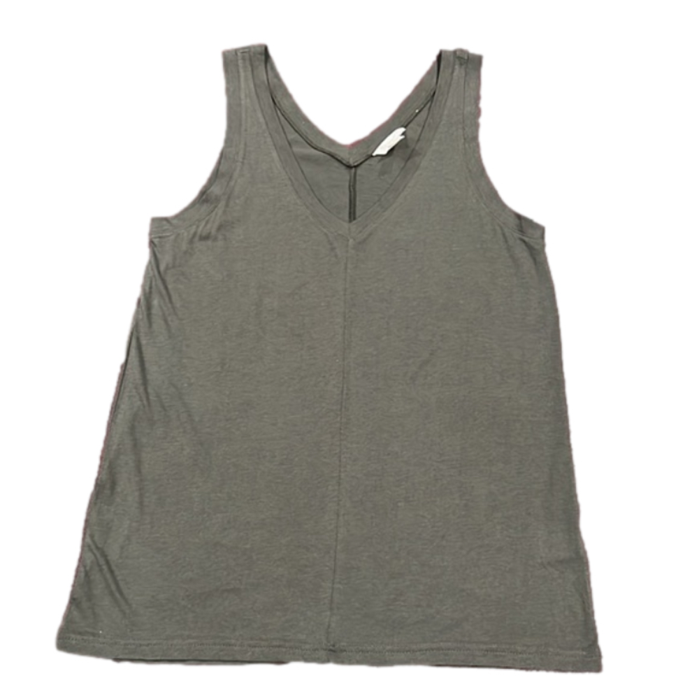 Caslon Grey Beluga Double V Knit Tank Top Lightweight Shirt - Size Medium, NWT